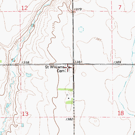 Topographic Map of Saint Williams Cemetery, SD