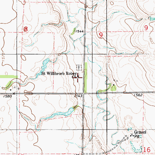 Topographic Map of Saint Willibrorb Robey Church, SD