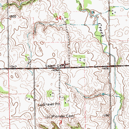 Topographic Map of Salem Cemetery, SD