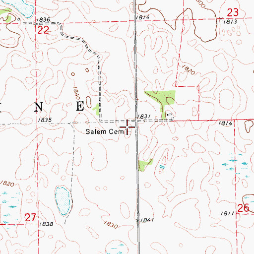 Topographic Map of Salem Cemetery, SD