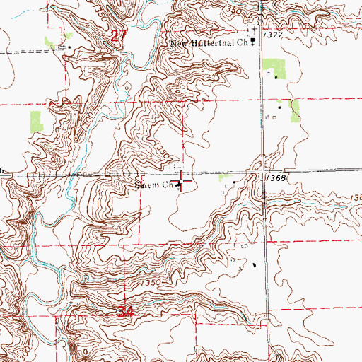 Topographic Map of Salem Church, SD