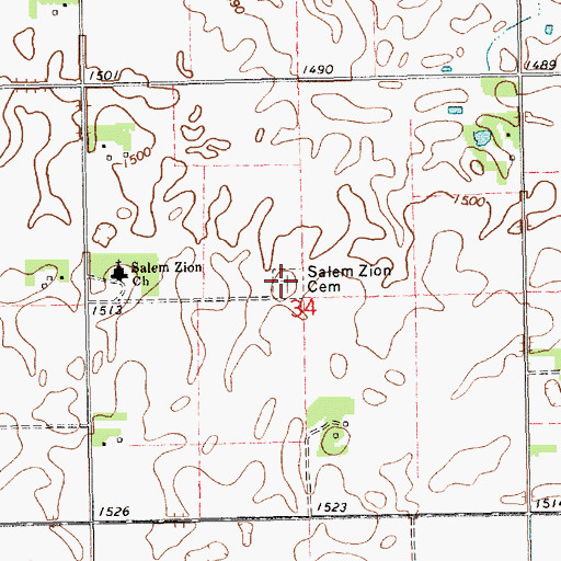 Topographic Map of Salem Zion Cemetery, SD