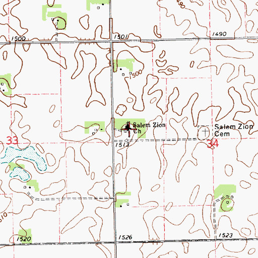 Topographic Map of Salem Zion Church, SD
