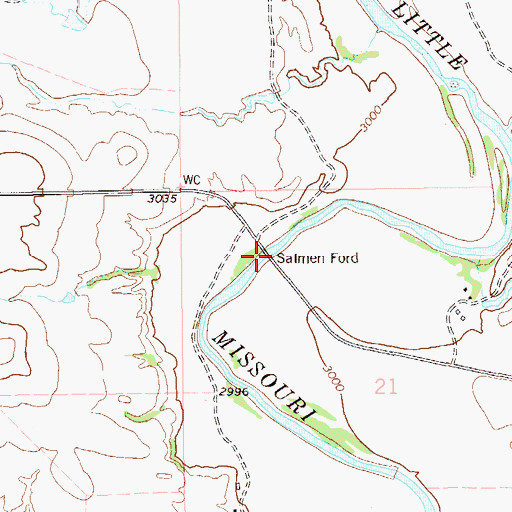 Topographic Map of Salmen Ford, SD