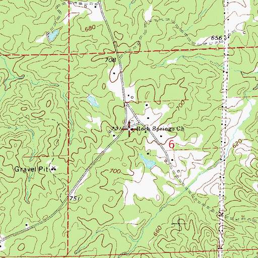 Topographic Map of Rock Springs Church, AL
