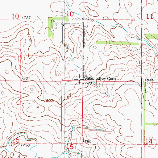 Topographic Map of Salzsiedler Cemetery, SD