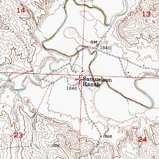 Topographic Map of Samuelson Ranch, SD