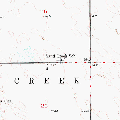 Topographic Map of Sand Creek School, SD