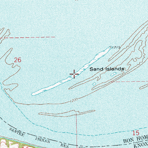 Topographic Map of Sand Islands, SD