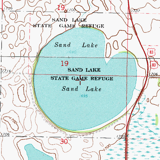 Topographic Map of Sand Lake, SD