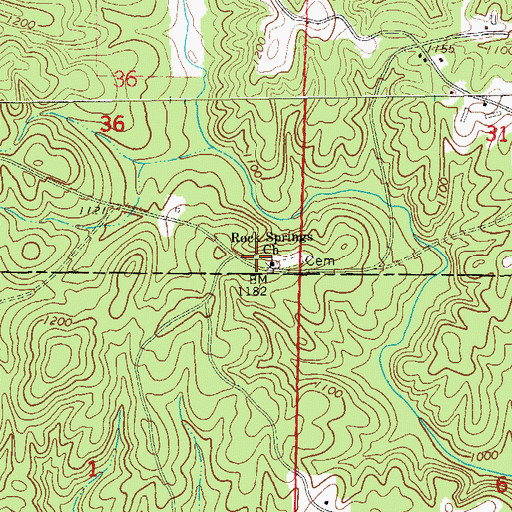 Topographic Map of Rock Springs Church, AL