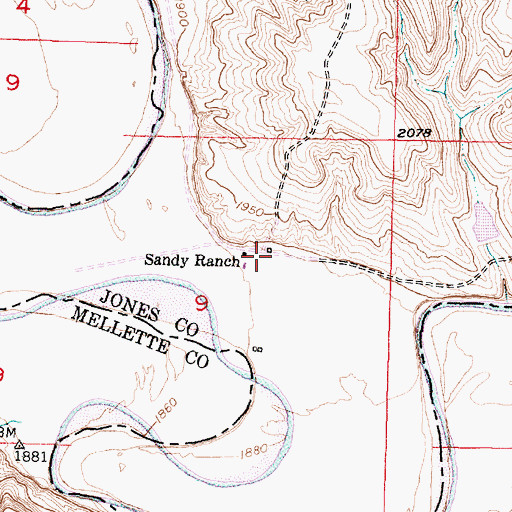 Topographic Map of Sandy Ranch, SD
