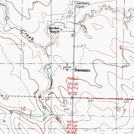 Topographic Map of Sansarc, SD