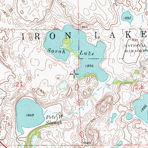 Topographic Map of Sarah Lake, SD