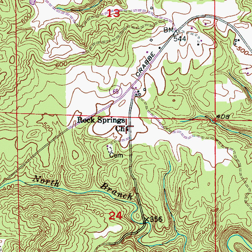 Topographic Map of Rock Springs Church, AL