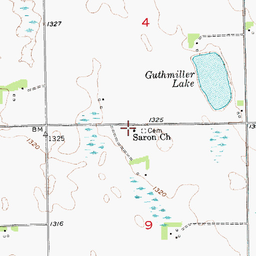 Topographic Map of Saron Church, SD