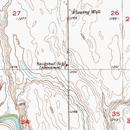Topographic Map of Saugstad School, SD