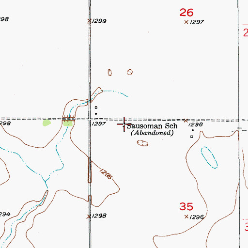 Topographic Map of Sausoman School, SD