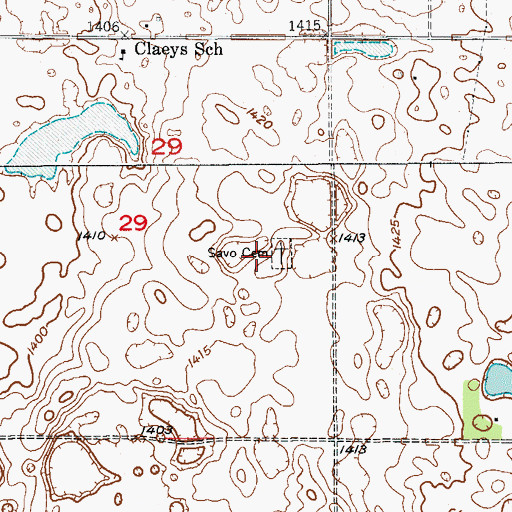 Topographic Map of Savo Cemetery, SD