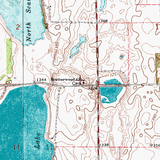 Topographic Map of Scatterwood Church, SD