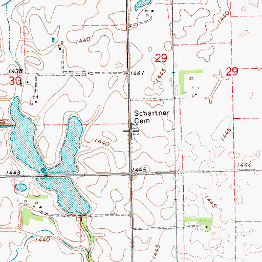 Topographic Map of Schartner Cemetery, SD
