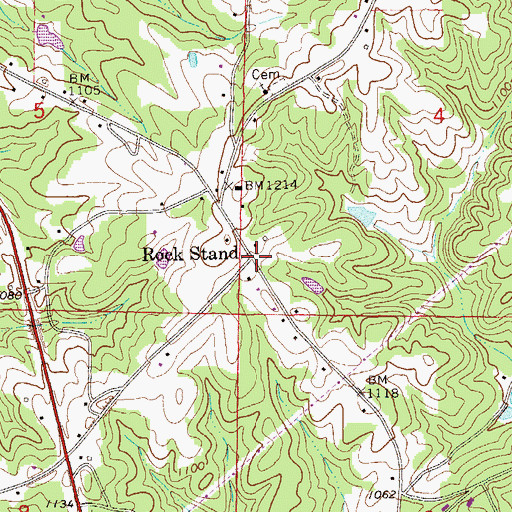 Topographic Map of Rock Stand, AL