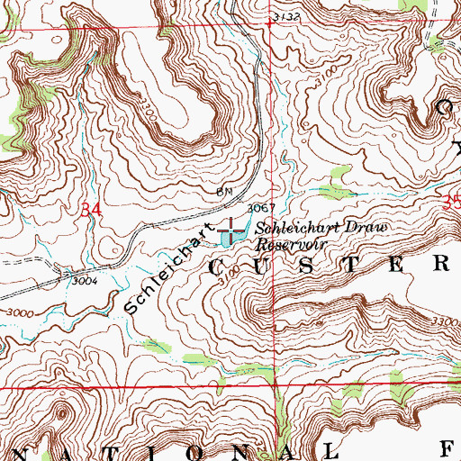 Topographic Map of Schleichart Draw Reservoir, SD
