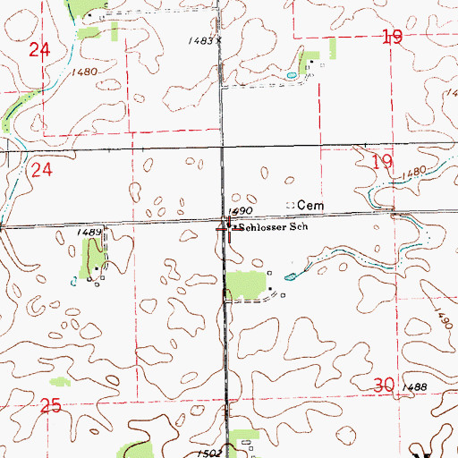 Topographic Map of Schlosser School, SD