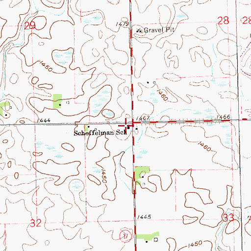 Topographic Map of Schoffelman School, SD