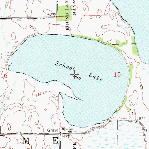 Topographic Map of School Lake, SD