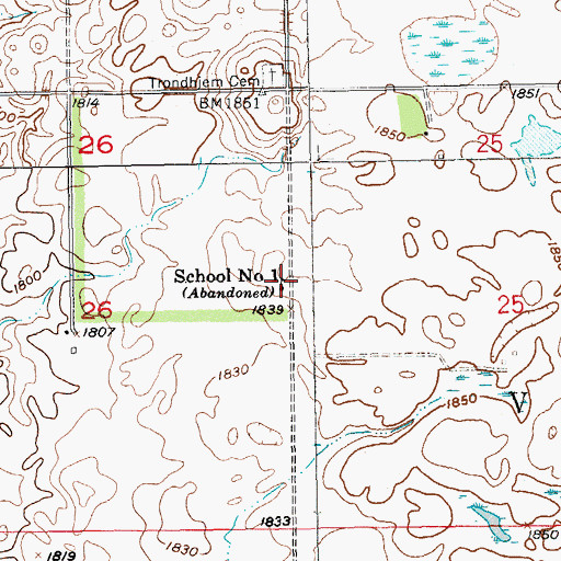 Topographic Map of School Number 1, SD
