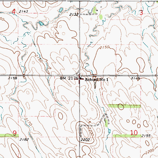 Topographic Map of School Number 1, SD
