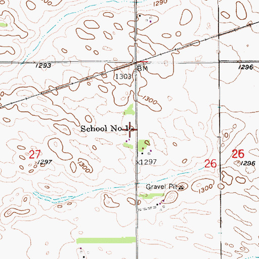 Topographic Map of School Number 1, SD