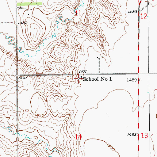 Topographic Map of School Number 1, SD