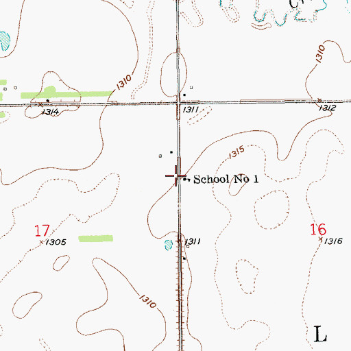 Topographic Map of School Number 1, SD