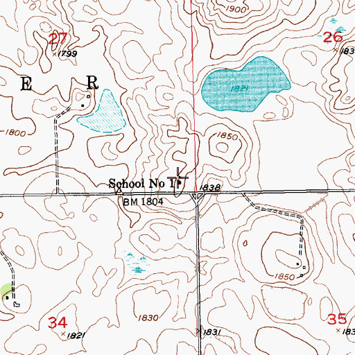 Topographic Map of School Number 1, SD