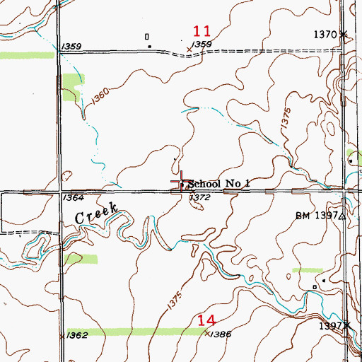 Topographic Map of School Number 1, SD