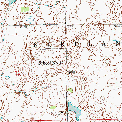 Topographic Map of School Number 1, SD