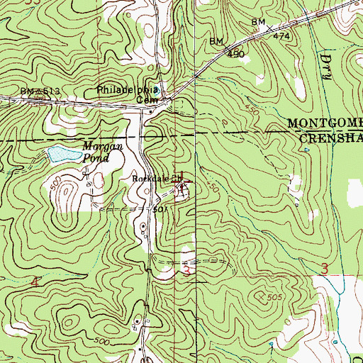 Topographic Map of Rockdale Church, AL
