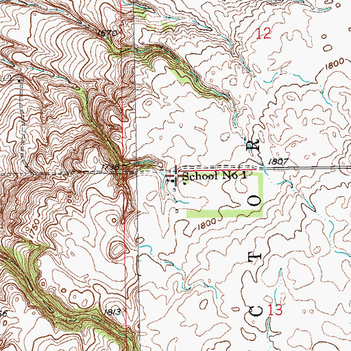 Topographic Map of School Number 1, SD