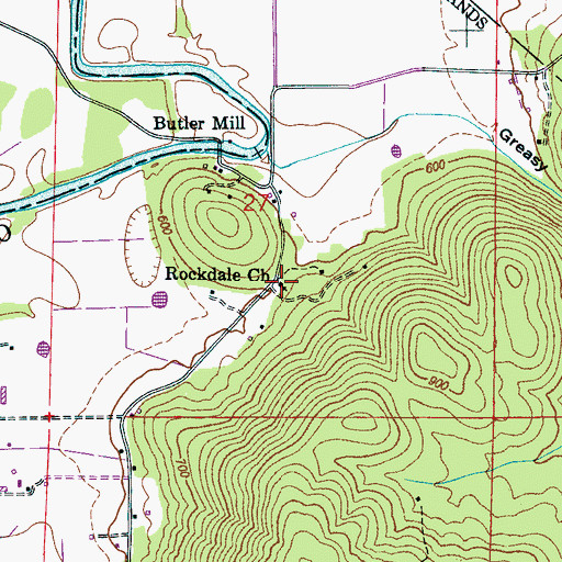 Topographic Map of Rockdale Church, AL