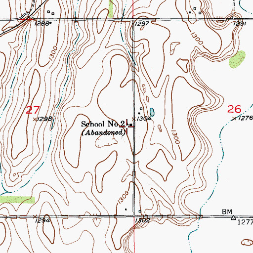 Topographic Map of School Number 2, SD