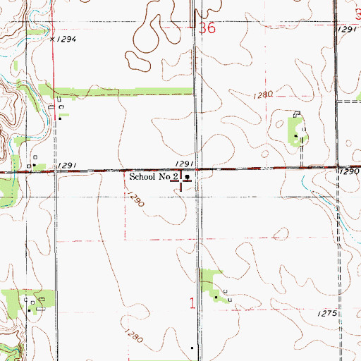 Topographic Map of School Number 2, SD