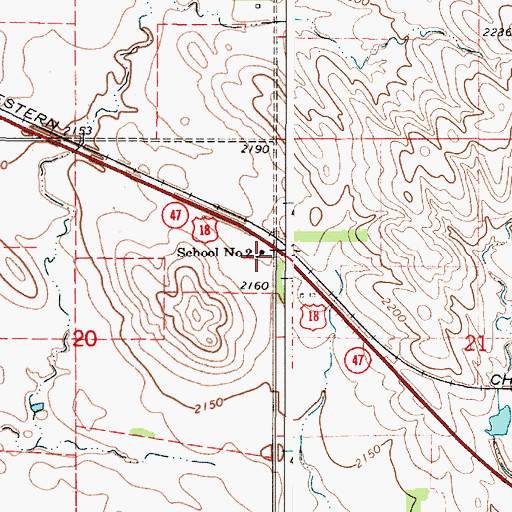 Topographic Map of School Number 2, SD