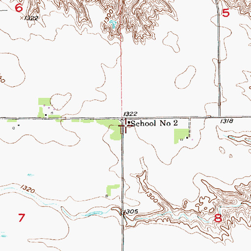 Topographic Map of School Number 2, SD