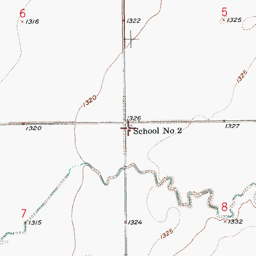 Topographic Map of School Number 2, SD