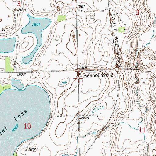 Topographic Map of School Number 2, SD