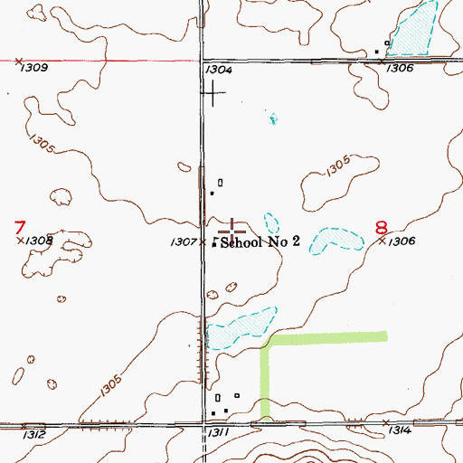 Topographic Map of School Number 2, SD