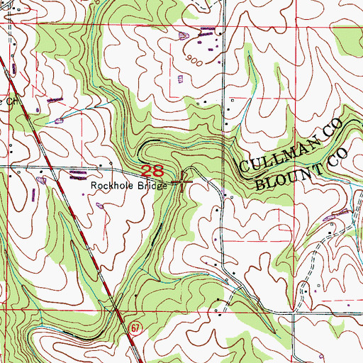 Topographic Map of Rockhole Bridge, AL