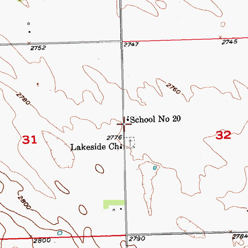 Topographic Map of School Number 20, SD